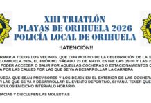 Aviso de la Policía Local de Orihuela: este sábado en Campoamor se celebra la XIII Triatlón Playas de Orihuela 2026